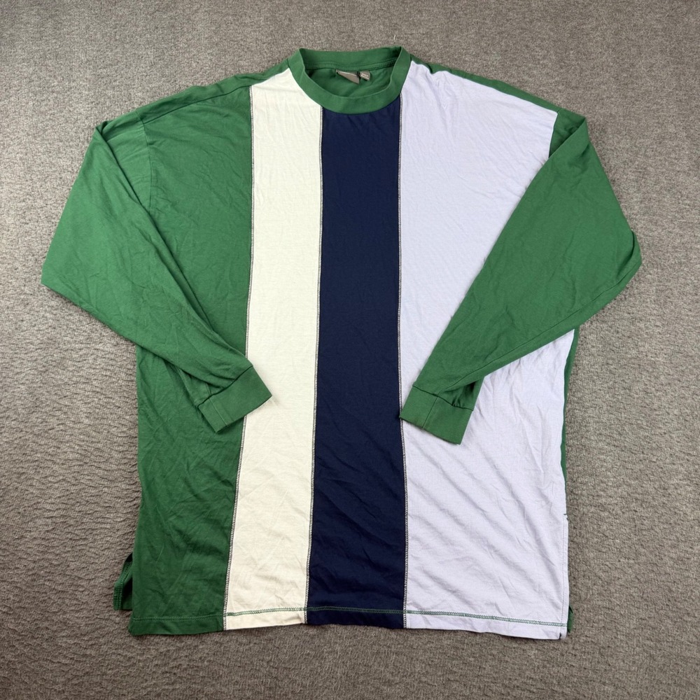 ASOS Long Sleeve T-Shirt Men's Small Green Colorblock Cotton Relaxed Fit